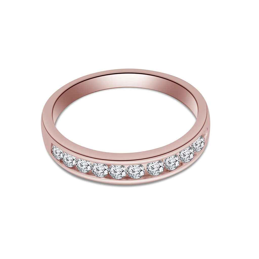 atjewels 14K Rose Gold Plated on 925 Sterling Silver Princess & Round White Zirconia Bridal Ring Set Size US 6 MOTHER'S DAY SPECIAL OFFER - atjewels.in
