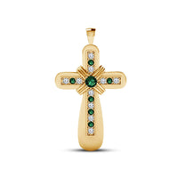 atjewels 18K Yellow Gold Over 925 Sterling Green Emerald & White CZ Cross Pendant MOTHER'S DAY SPECIAL OFFER - atjewels.in