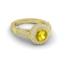 atjewels Round Yellow Sapphire 18K Yellow Gold Over .925 Sterling Silver Solitaire w/ Accents Ring for Women's MOTHER'S DAY SPECIAL OFFER - atjewels.in