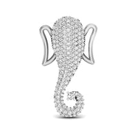 atjewels 18K White Gold Plated on .925 Sterling Silver Round White Cubic Zirconia Ganesh Pendant MOTHER'S DAY SPECIAL OFFER - atjewels.in