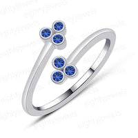 atjewels Bypass Adjustable ToeRing in 14K White Gold Plated On Sterling Silver Gemstone Variation For Women (Blue Sapphire) - atjewels.in