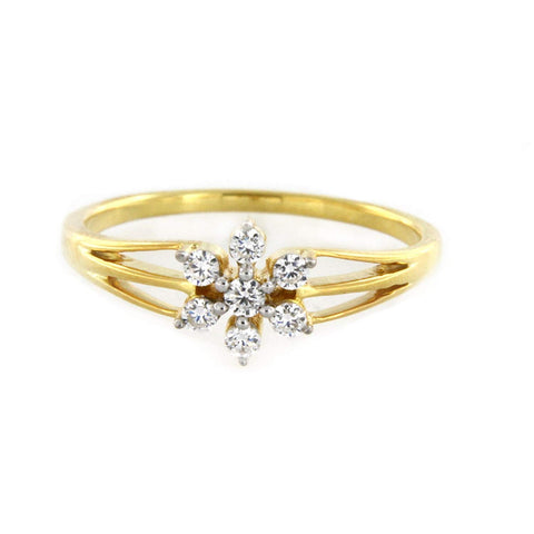 atjewels 18K Yellow Gold Over 925 Sterling Round White CZ Split Shank Flower Ring MOTHER'S DAY SPECIAL OFFER - atjewels.in