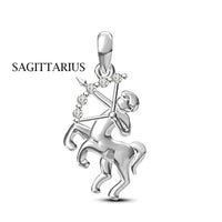 atjewels Solid 925 Sterling Silver Round Cut White Cubic Zirconia Sagittarius Zodiac Pendant MOTHER'S DAY SPECIAL OFFER - atjewels.in