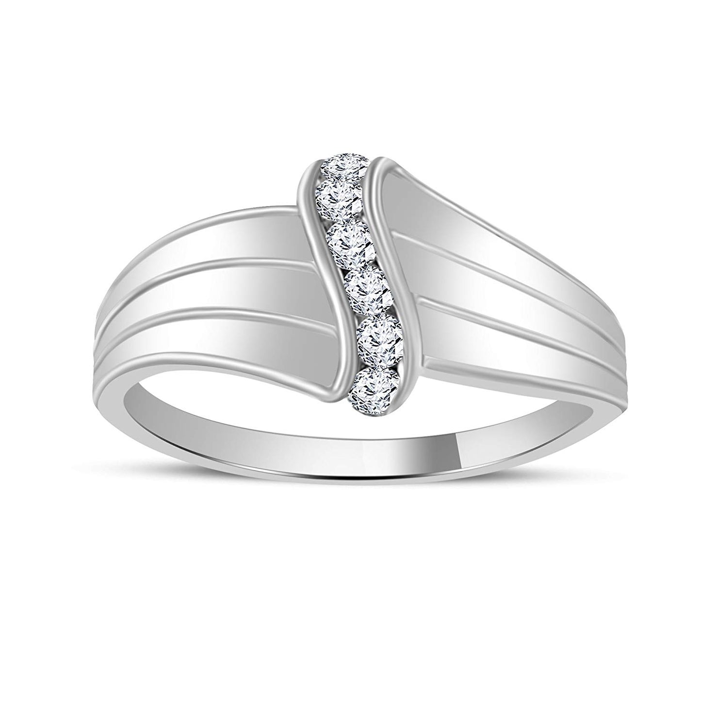 atjewels 14K White Gold Over .925 Sterling With Round White Zirconia New Cocktail Ring MOTHER'S DAY SPECIAL OFFER - atjewels.in
