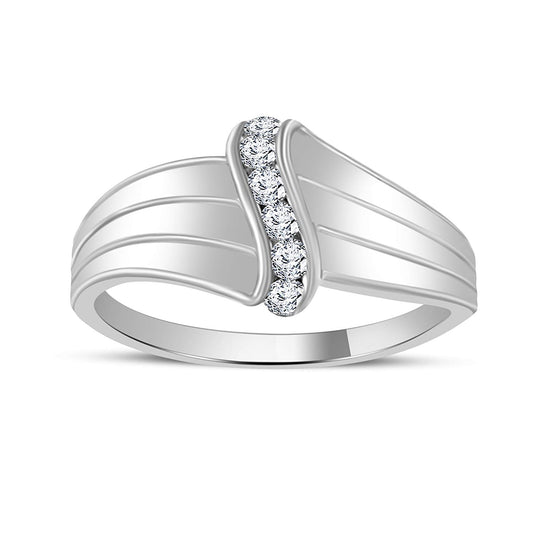 atjewels 14K White Gold Over .925 Sterling With Round White Zirconia New Cocktail Ring MOTHER'S DAY SPECIAL OFFER - atjewels.in