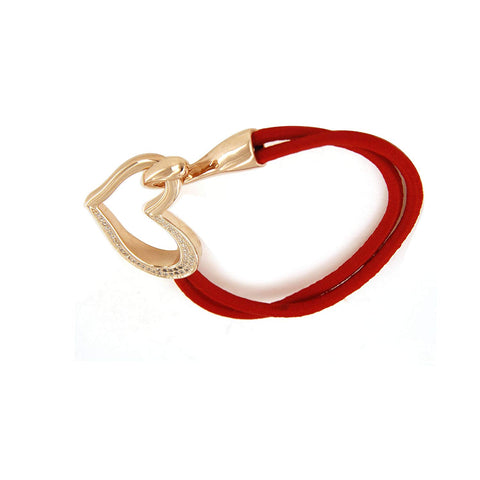 atjewels valentine Special Rose Gold Plated on 925 Sterling Red Cord Adjustable Heart Bracelet MOTHER'S DAY SPECIAL OFFER - atjewels.in