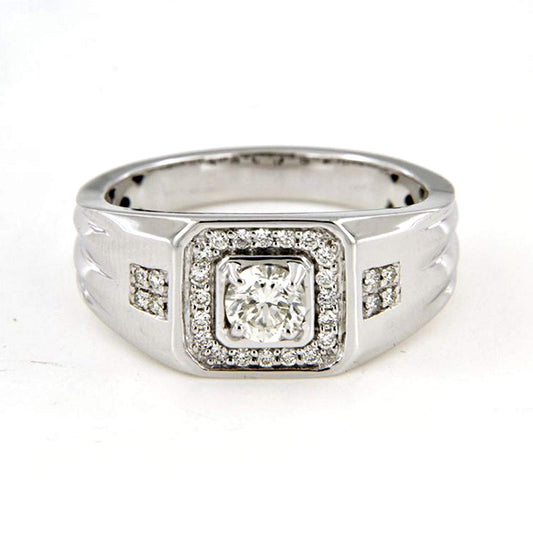 atjewels 18K White Gold Over .925 Sterling Silver Free Shipping Men's Anniversary Band Ring White Diamond MOTHER'S DAY SPECIAL OFFER - atjewels.in