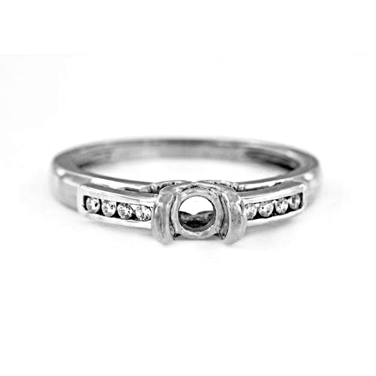 atjewels 0.14 CT White CZ 14K White Gold Plated On 925 Silver Round Semi Mount Annivarsary Ring MOTHER'S DAY SPECIAL OFFER - atjewels.in