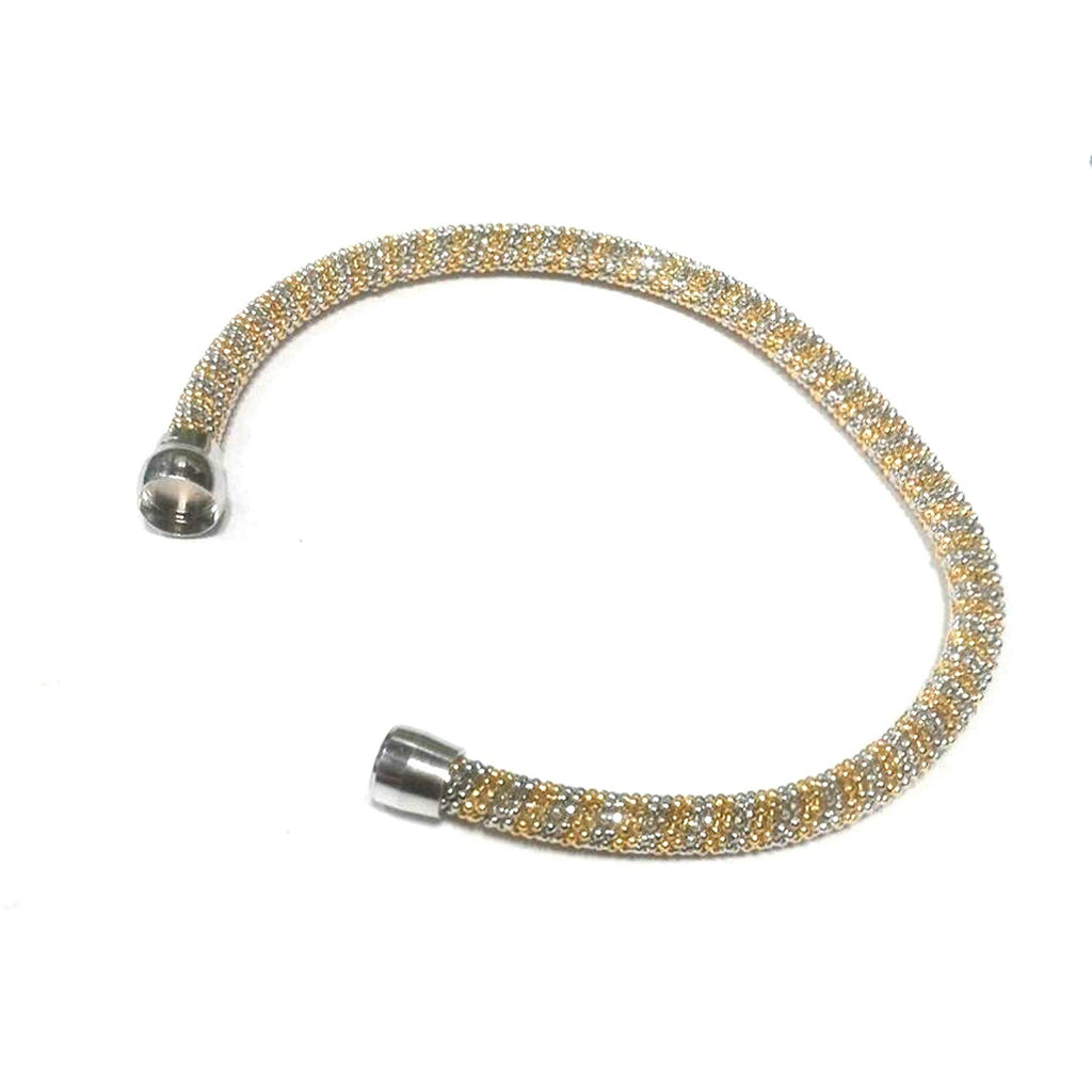 atjewels Two-tone .925 Sterling Silver Diamond Cut Soft Mesh Bracelet For Girl's and Women's For MOTHER'S DAY SPECIAL OFFER - atjewels.in