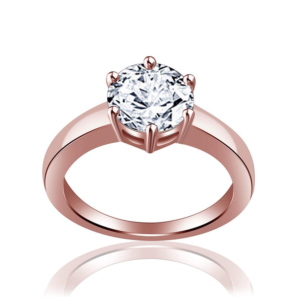 atjewels 4.00 Ct Solitaire White Zirconia 14K Rose Gold Plated Prong Set Ring For Womens MOTHER'S DAY SPECIAL OFFER - atjewels.in