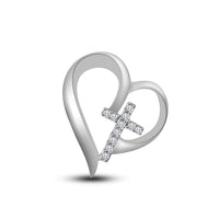 atjewels 18K White Gold Over 925 Sterling Silver Round White CZ Love and Cross Pendant MOTHER'S DAY SPECIAL OFFER - atjewels.in