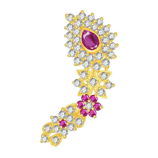 atjewels 925 Sterling Silver With Pink Sapphire & White Cubic Zrconia Women's Maharashtrian Nath MOTHER'S DAY SPECIAL OFFER - atjewels.in