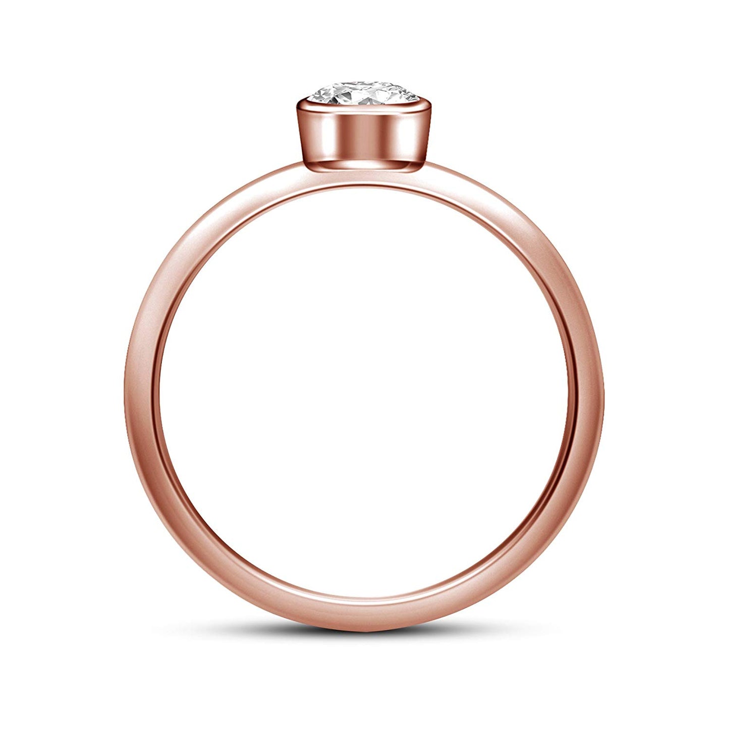 atjewels 14K White Gold Over 925 Silver Sterling Round White CZ Solitaire Ring For Women MOTHER'S DAY SPECIAL OFFER - atjewels.in