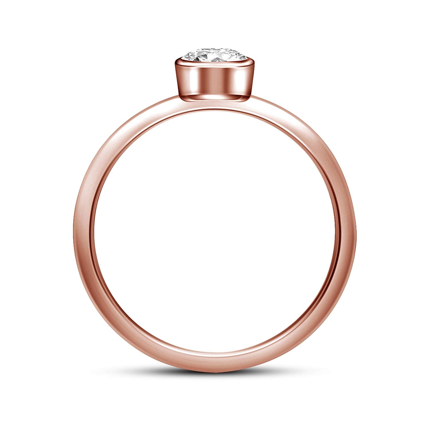 atjewels 14K White Gold Over 925 Silver Sterling Round White CZ Solitaire Ring For Women MOTHER'S DAY SPECIAL OFFER - atjewels.in