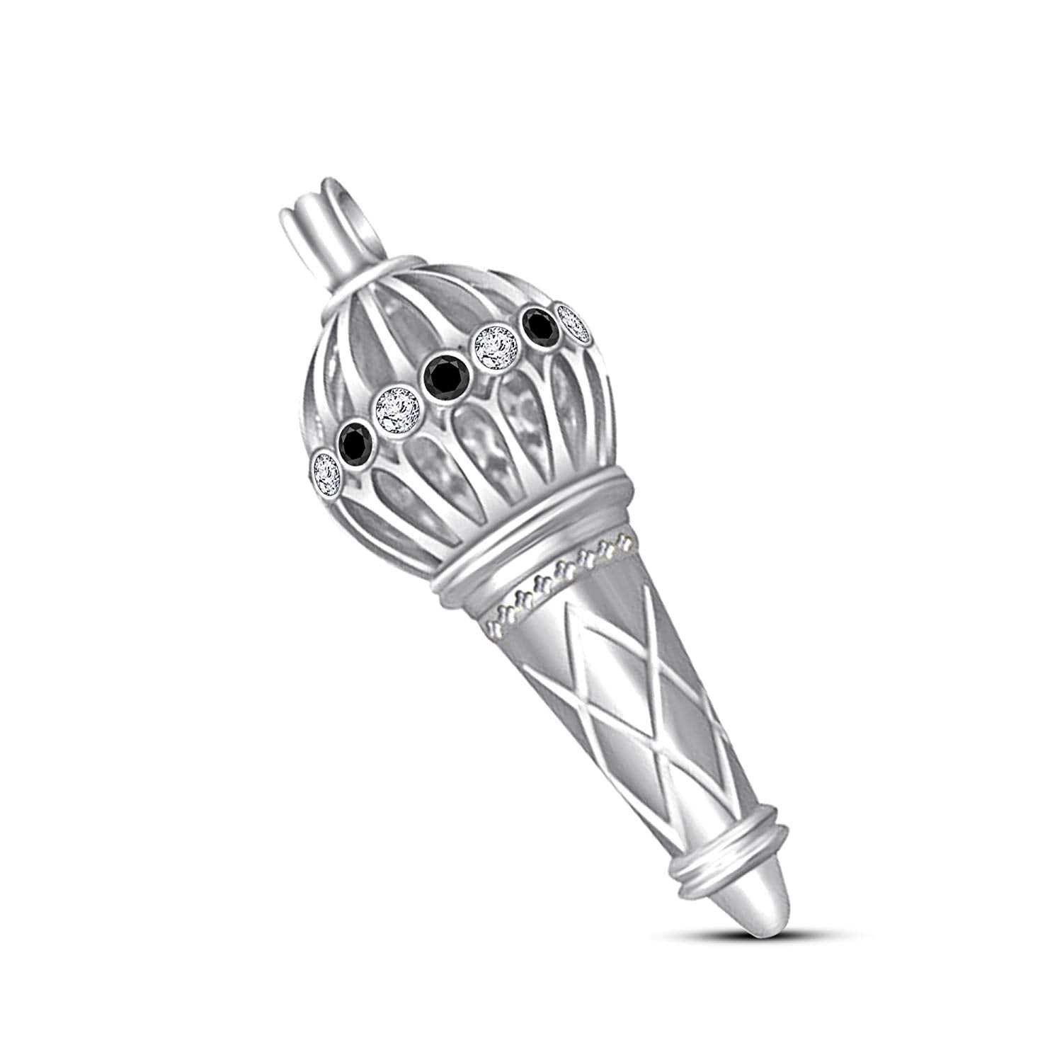 atjewels Bajrangi Bhaijan Style Gadha Pendant White & Black CZ 18k White Gold Finish .925 Silver For Men's MOTHER'S DAY SPECIAL OFFER - atjewels.in