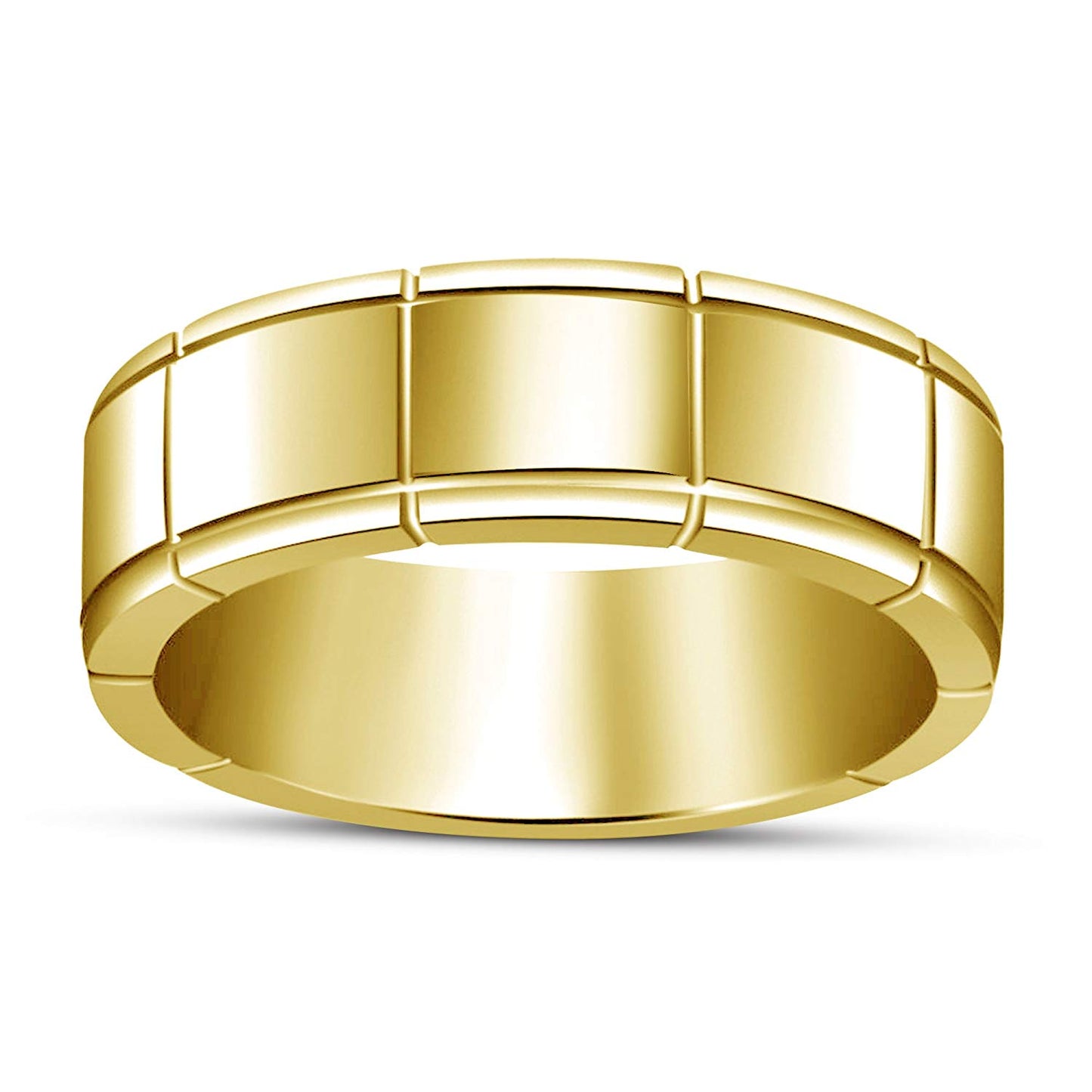 atjewels 14K Yellow Gold Over 925 Sterling Silver Plain Engagement Band Ring For Men's MOTHER'S DAY SPECIAL OFFER - atjewels.in