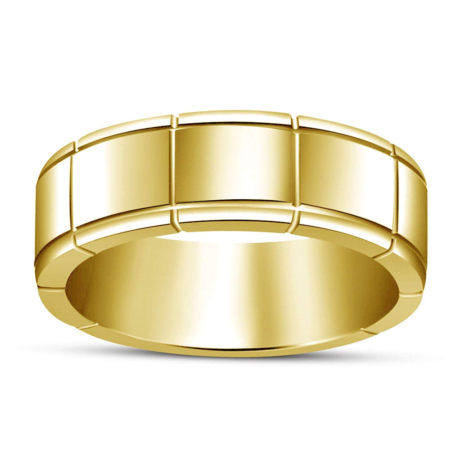 atjewels 14K Yellow Gold Over 925 Sterling Silver Plain Engagement Band Ring For Men's MOTHER'S DAY SPECIAL OFFER - atjewels.in