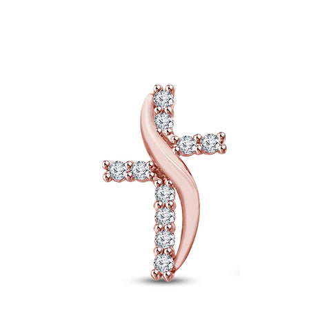atjewels 18K Rose Gold on 925 Sterling White Cz Cross Pendant For Women's MOTHER'S DAY SPECIAL OFFER - atjewels.in
