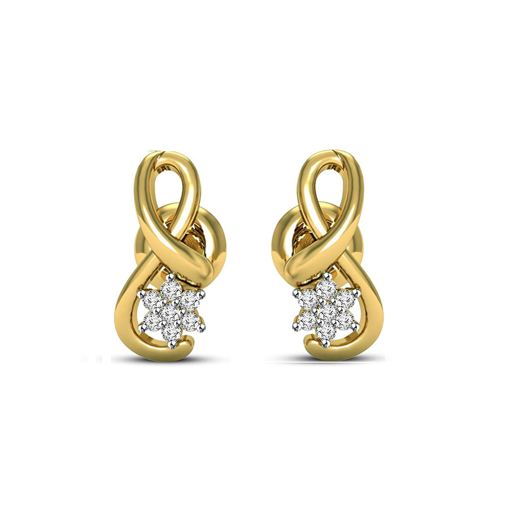 18K Yellow Solid Gold Over 925 Sterling Round Cut White CZ Post & Butterfly Infinity Bypass Earrings MOTHER'S DAY SPECIAL OFFER - atjewels.in