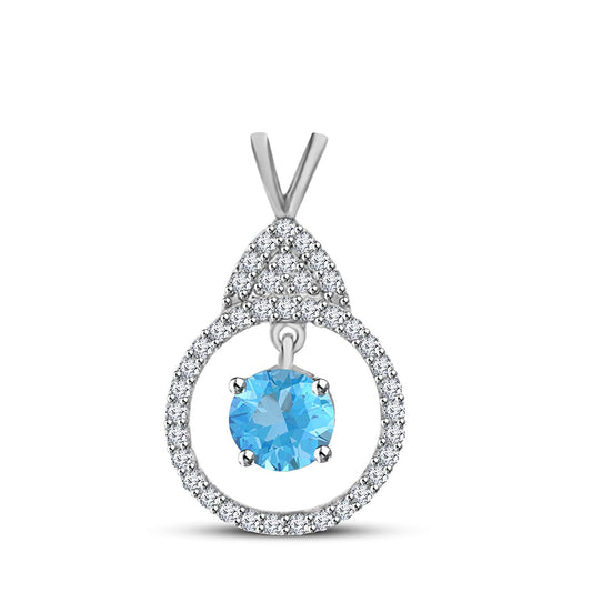 atjewels 14K White Gold Over 925 Sterling With Round Choose Varition Halo Pendant MOTHER'S DAY SPECIAL OFFER - atjewels.in