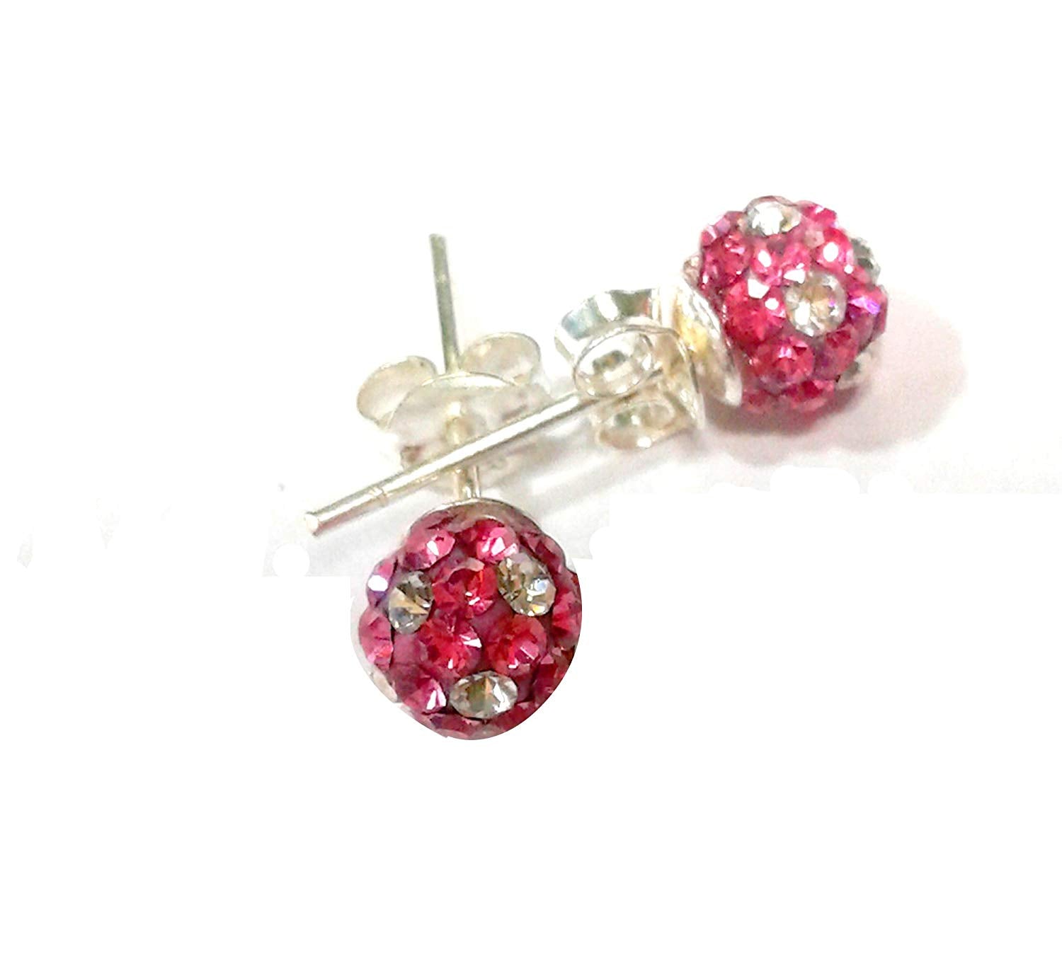 atjewels Round Cut Crystal Sterling Silver Pave Ball Stud Earrings, 5.6MM Crystal Fireball Disco Ball Earrings 1 Pair For Girl's and Women's Fancy Party Wear EarringsMOTHER'S DAY SPECIAL OFFER - atjewels.in