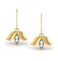 atjewels Round White Zirconia 14K Yellow Gold Over 925 Sterling Lakshmi Lotus Hook Earrings MOTHER'S DAY SPECIAL OFFER - atjewels.in