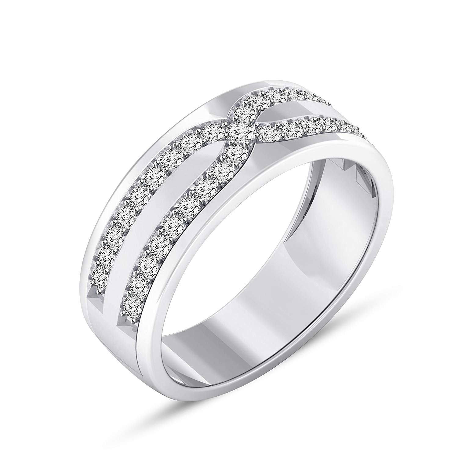 atjewels Round White Zirconia 14K White Gold Over 925 Silver Sterling Engagement Ring MOTHER'S DAY SPECIAL OFFER - atjewels.in