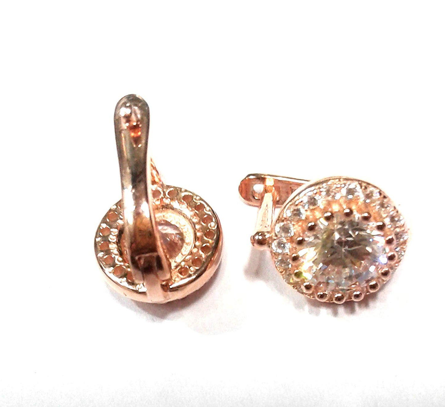 atjewels Round Cut White CZ 14k Rose Gold Over 925 Sterling Silver Hoop Earrings For Girl's and Women's For MOTHER'S DAY SPECIAL OFFER - atjewels.in