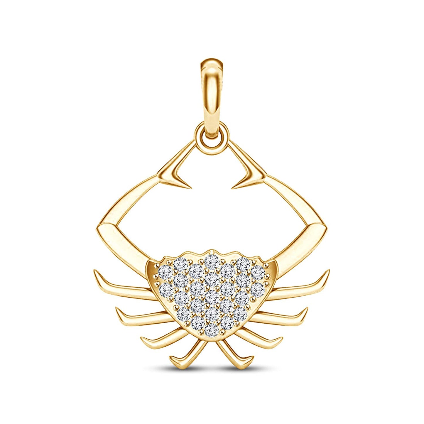 atjewels Sea Crab Pendant For Men's in 18K Yellow Gold On .925 Silver White CZ MOTHER'S DAY SPECIAL OFFER - atjewels.in
