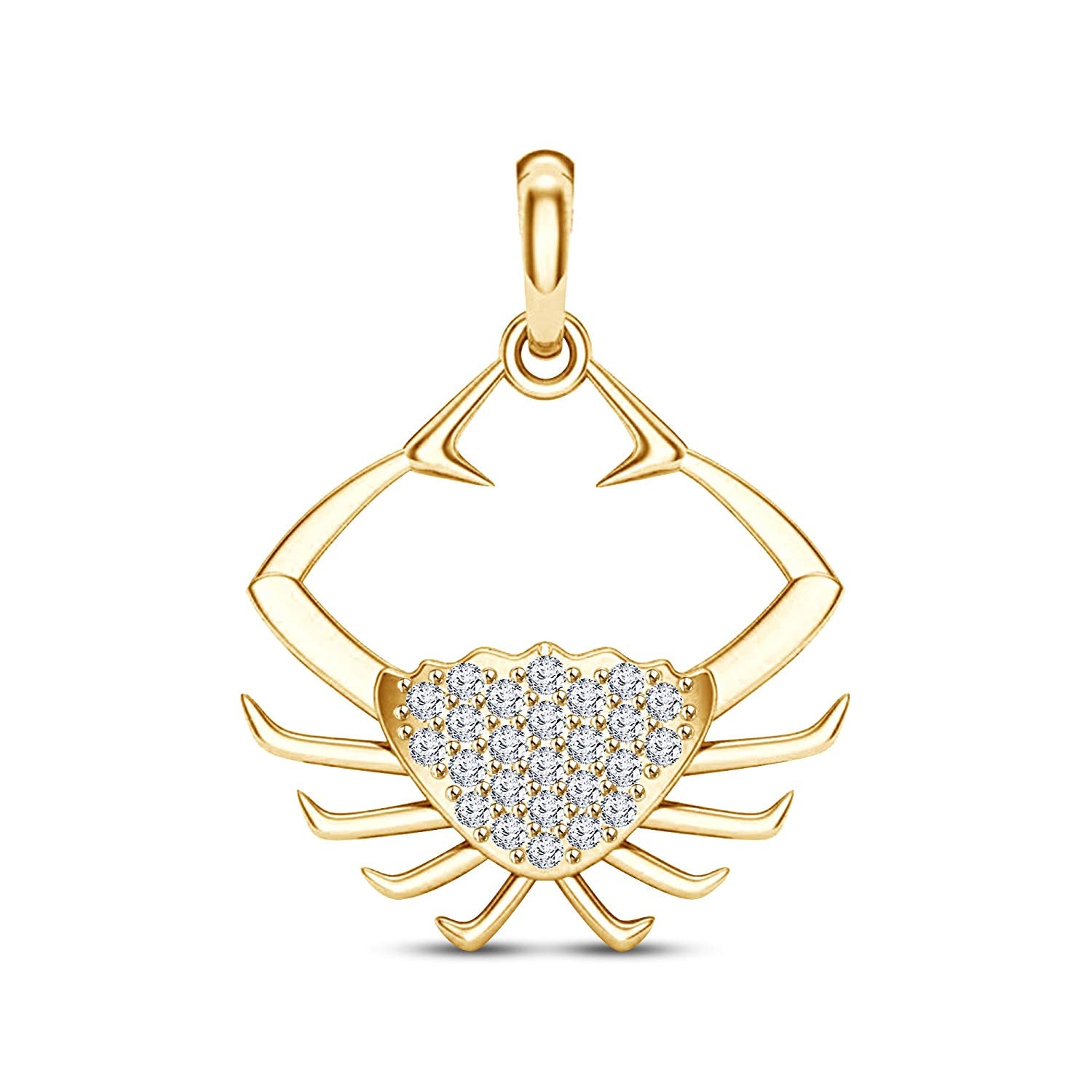 atjewels Sea Crab Pendant For Men's in 18K Yellow Gold On .925 Silver White CZ MOTHER'S DAY SPECIAL OFFER - atjewels.in