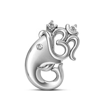 atjewels 18K White Gold Over .925 Sterling Silver White Diamond Om Ganpati Bappa Pendant for Men's and Women Free Shipping MOTHER'S DAY SPECIAL OFFER - atjewels.in