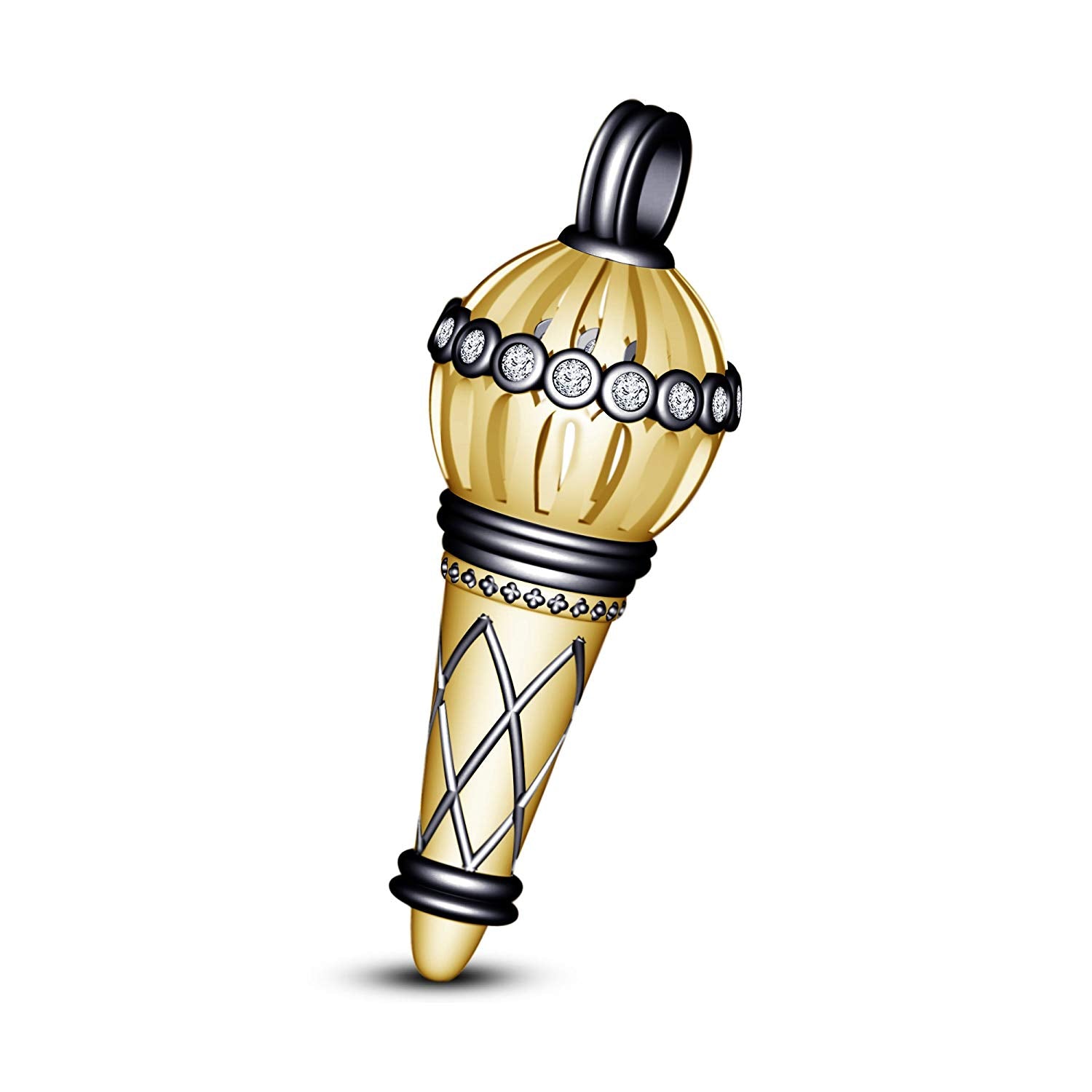 atjewels Bajrangi Bhaijan Style Gadha Pendant White Diamond Yellow and Black Gold Finish .925 Silver For Men's MOTHER'S DAY SPECIAL OFFER - atjewels.in