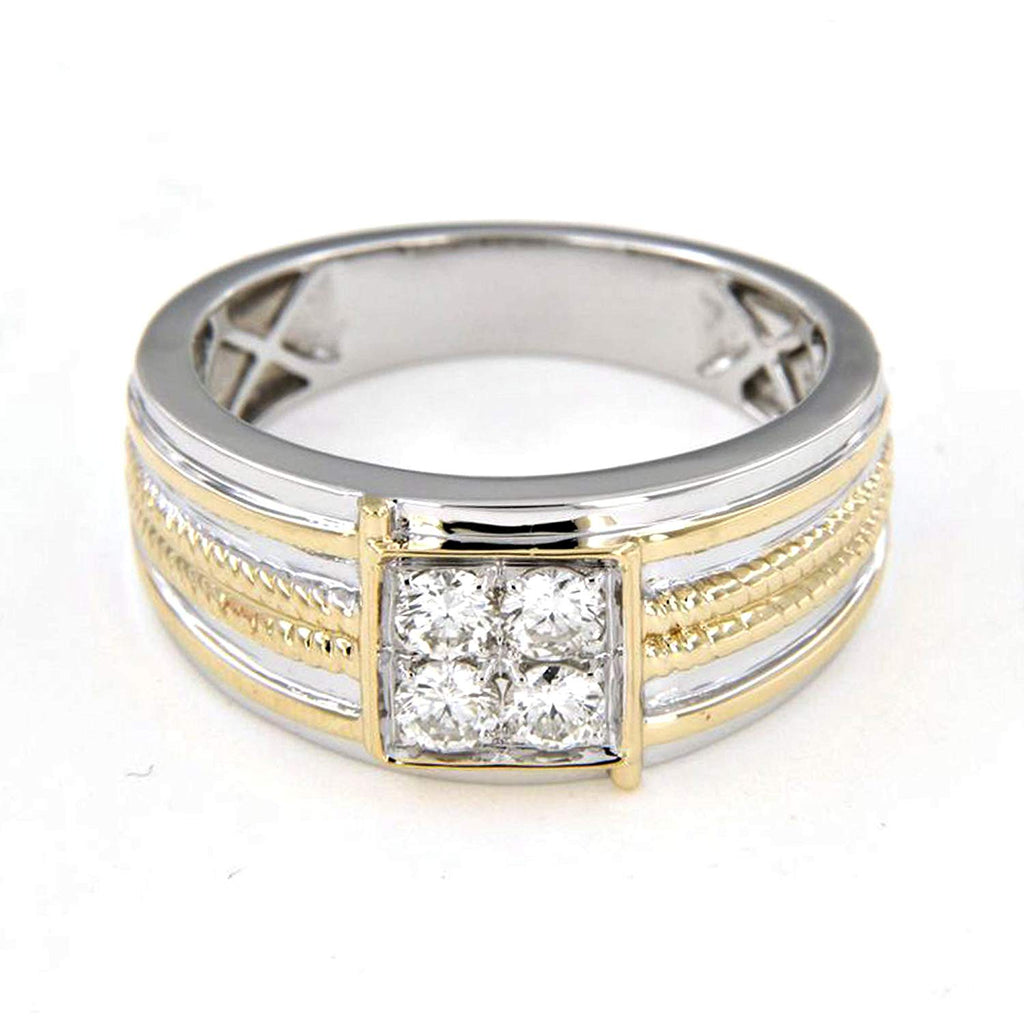 atjewels 18K Twotone Gold Over .925 Silver White Zirconia Men's Wedding Band Ring MOTHER'S DAY SPECIAL OFFER - atjewels.in