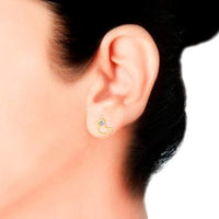 atjewels 14K Yellow Gold Plated On .925 Sterling Silver Round Cut White Cubic Zircon Sparrow Stud Earrings For Women's & Girl's & Kid's MOTHER'S DAY SPECIAL OFFER - atjewels.in