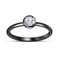 atjewels 14K Black Gold Over 925 Silver Round White Zirconia Solitaire Ring For Women MOTHER'S DAY SPECIAL OFFER - atjewels.in