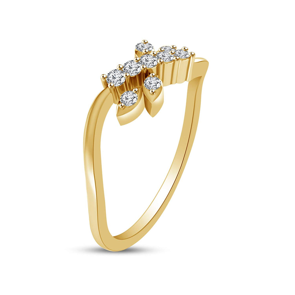 atjewels 14K Yellow Gold Over 925 Silver Round White CZ Fancy Ring MOTHER'S DAY SPECIAL OFFER - atjewels.in