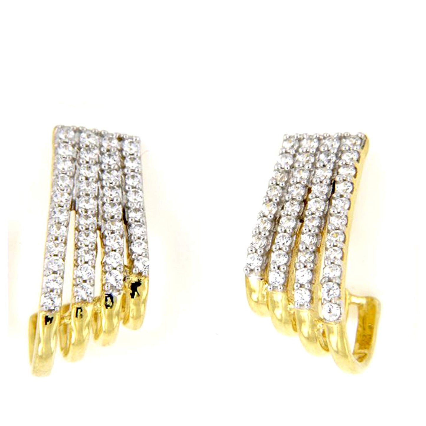 atjewels Solid 18k Yellow Gold Plated On 925 Sterling Silver White CZ Wedding Stud Earrings MOTHER'S DAY SPECIAL OFFER - atjewels.in