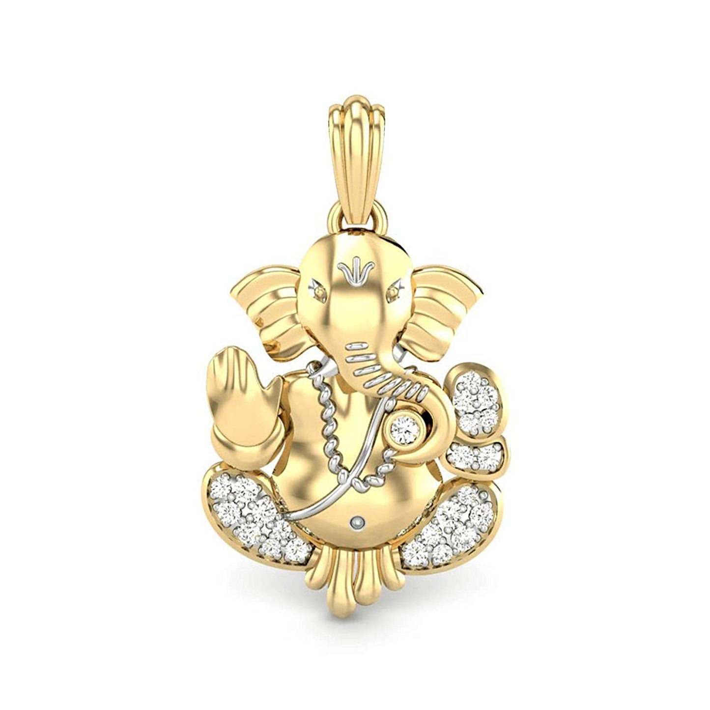 atjewels Special Ganesh 18K Yellow Gold Plated on 925 Sterling Silver Round White Diamond Ashtavinayak Morya Pendant MOTHER'S DAY SPECIAL OFFER - atjewels.in