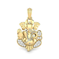 atjewels Special Ganesh 18K Yellow Gold Plated on 925 Sterling Silver Round White Diamond Ashtavinayak Morya Pendant MOTHER'S DAY SPECIAL OFFER - atjewels.in
