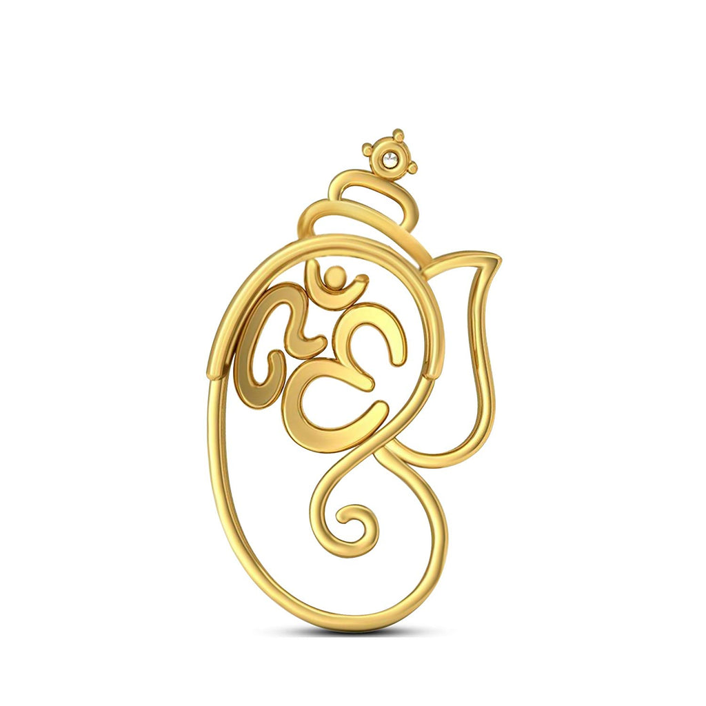 atjewels Solid 18k Yellow Gold Plated on .925 Sterling Silver Religious Om Ganesha Pendant for Men's & Women's Mother's Day Special Offer - atjewels.in