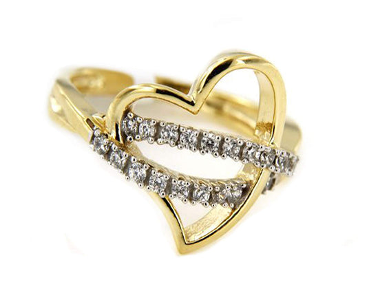 atjewels 0.53 TCW with 14K Yellow Gold Over 925 Sterling Silver Round White CZ Heart Cross Ring MOTHER'S DAY SPECIAL OFFER - atjewels.in