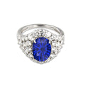 atjewels 18K White Gold Over 925 Sterling Silver Oval Blue Sapphire and White Zirconia Engagement Ring MOTHER'S DAY SPECIAL OFFER - atjewels.in
