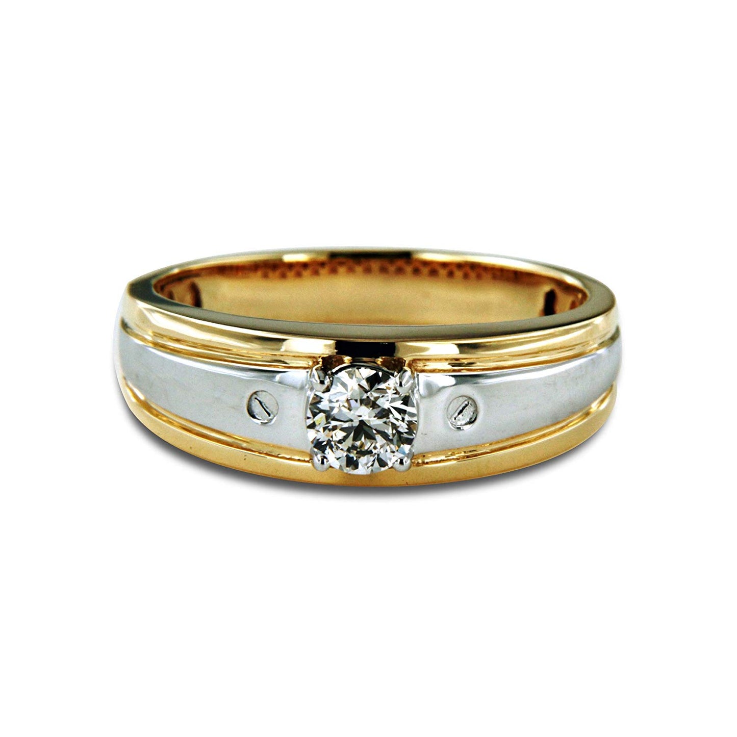 atjewels Round Cut CZ Men's Band Ring In 18K Yellow & White Gold Over Sterling Silver MOTHER'S DAY SPECIAL OFFER - atjewels.in