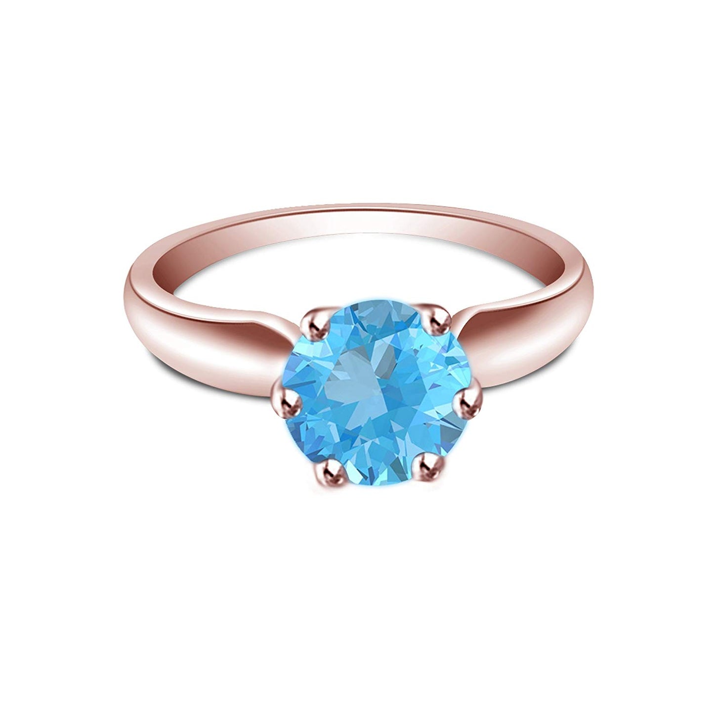 atjewels Round Cut Multi-Color Gemstone 14K Rose Gold Over .925 Sterling Silver Solitaire Engagement Ring For Women's and Girl's For Diwali Special - atjewels.in