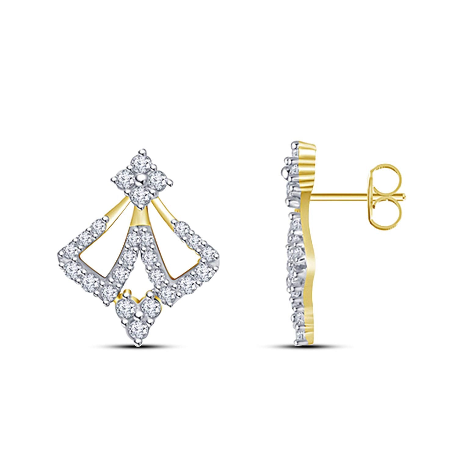 atjewels 18K Twotone Gold Over 925 Silver Round White CZ Engagement Stud Earrings For Women's MOTHER'S DAY SPECIAL OFFER - atjewels.in