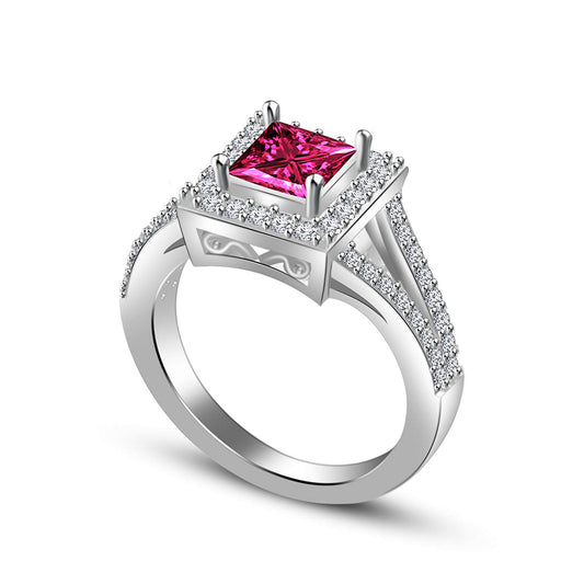 atjewels 2.36 TCW 14K White Gold Over 925 Silver Pink Sapphire Solitaire Engagement Ring MOTHER'S DAY SPECIAL OFFER - atjewels.in