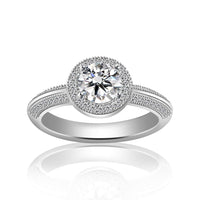 atjewels 14K White Gold Plated On 925 Silver Round White CZ Solitaire Engagement Ring MOTHER'S DAY SPECIAL OFFER - atjewels.in