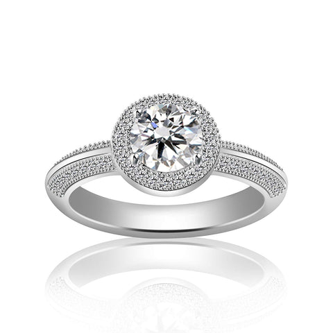 atjewels 14K White Gold Plated On 925 Silver Round White CZ Solitaire Engagement Ring MOTHER'S DAY SPECIAL OFFER - atjewels.in