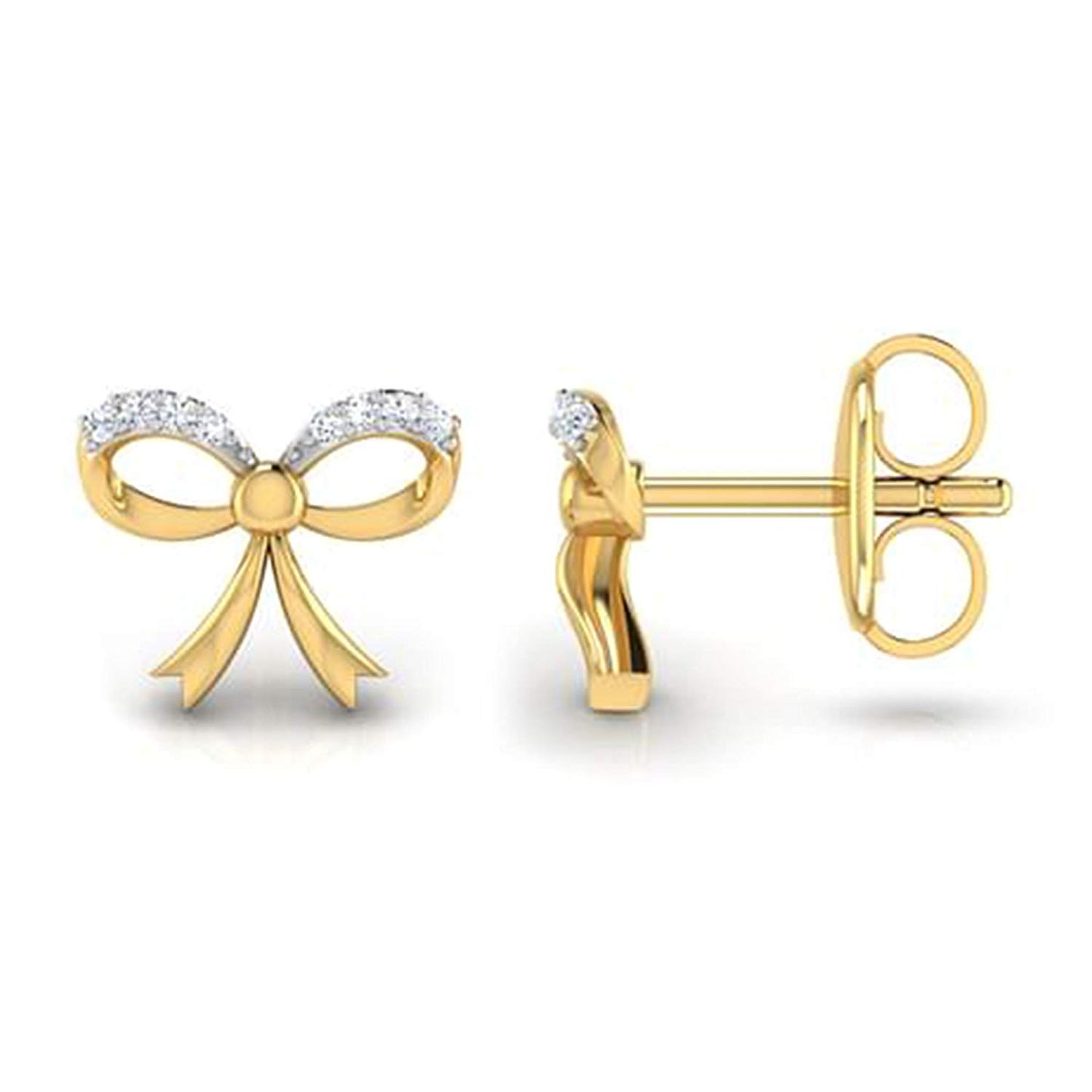 atjewels Round White CZ Bow Stud Earrings 925 Sterling Silver For Women's MOTHER'S DAY SPECIAL OFFER - atjewels.in