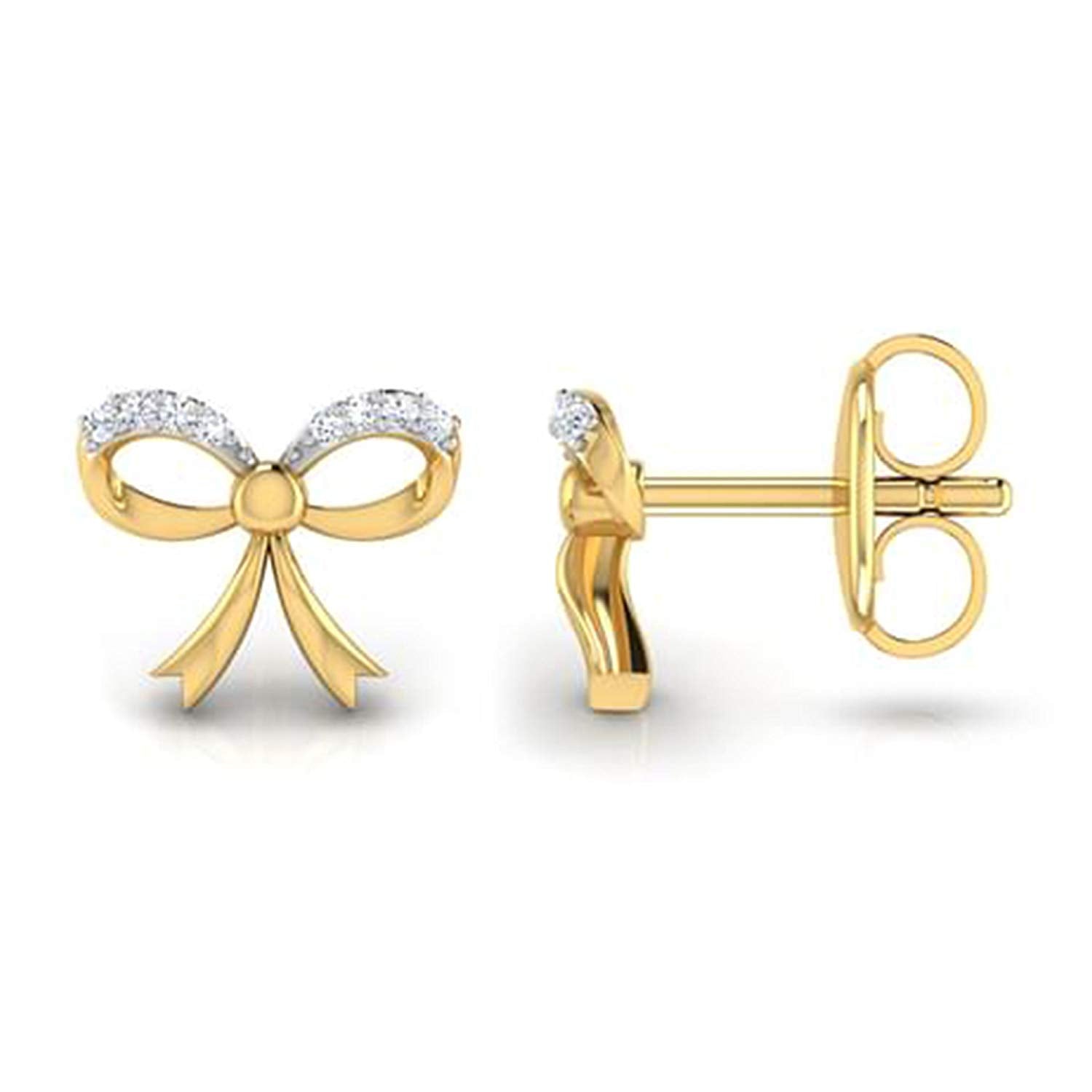 atjewels Round White CZ Bow Stud Earrings 925 Sterling Silver For Women's MOTHER'S DAY SPECIAL OFFER - atjewels.in